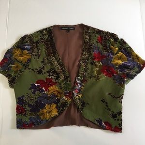 Jaloux silk floral cropped cardigan